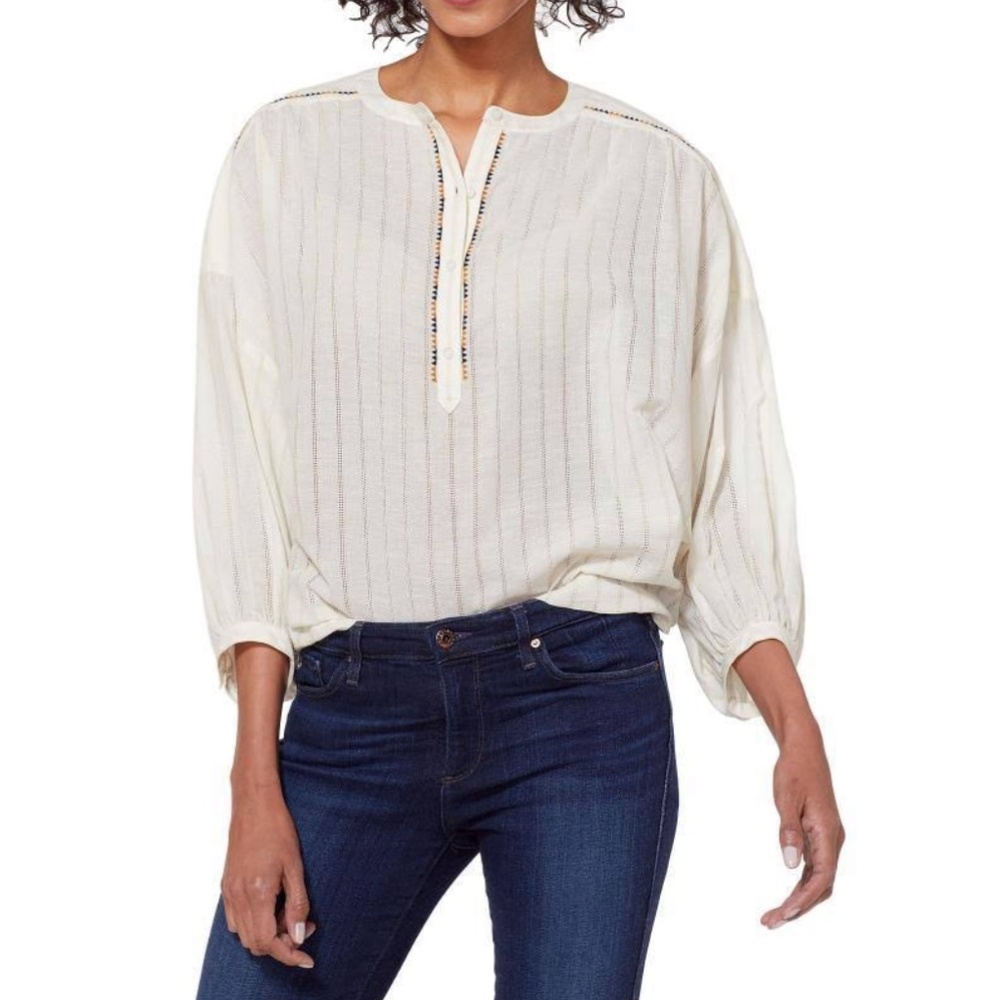 PENDLETON TOP BLOUSE L ESME POPOVER BUTTON OVERSIZED EMBROIDERED BOHO NWT XL